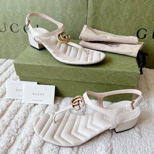 Gucci Cream Sandals with Gold Accent